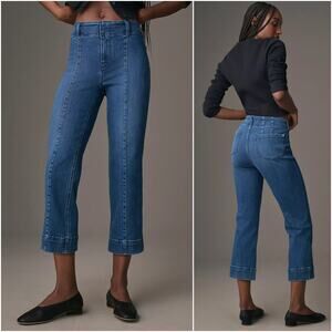 ANTHROPOLOGIE PILCRO Slim 70s High-Rise Crop Flare Jeans Size 29 Stretch Denim